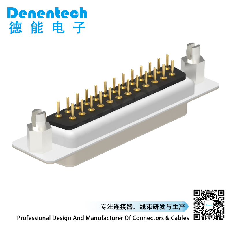 Denentech Hot sales d-sub 25 pin military connector HD 25P female straight DIP 25 pin d-sub connectors